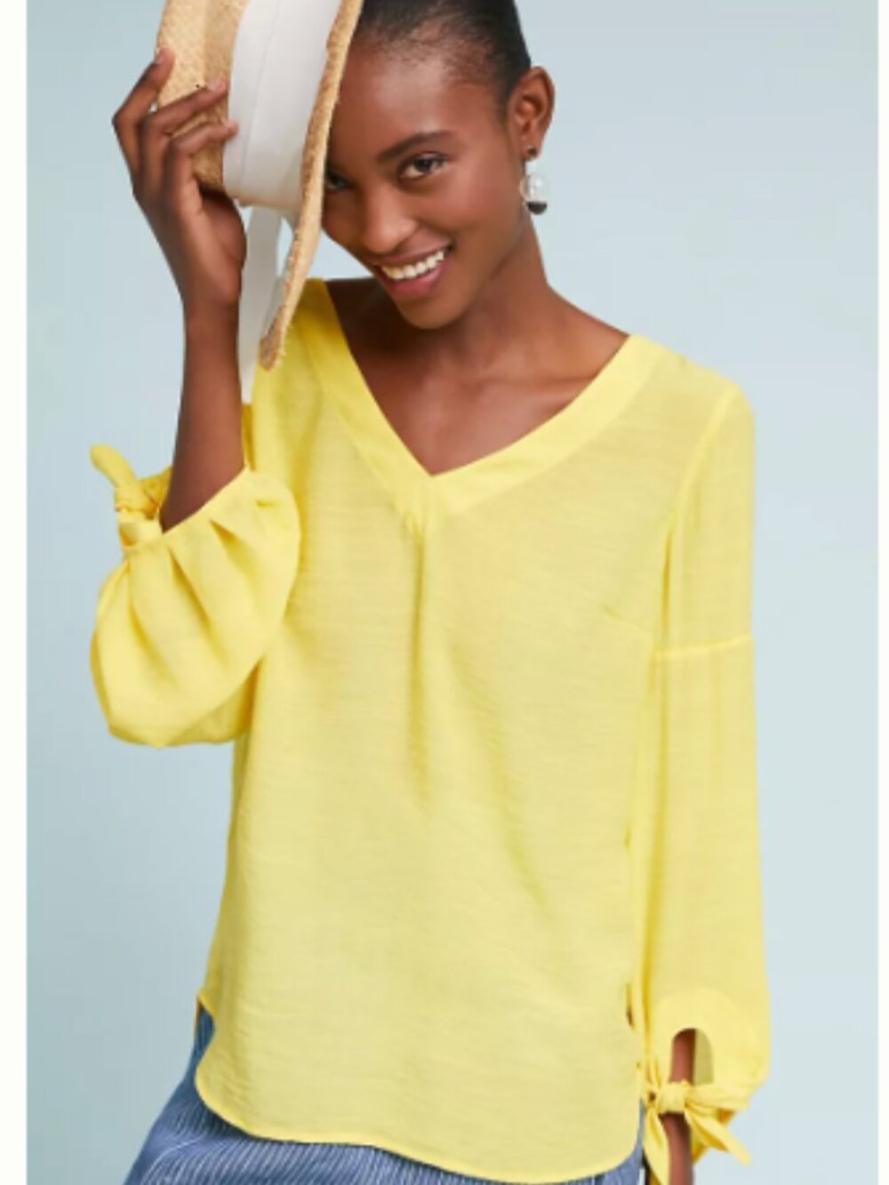 Anthropologie Maeve Verona Tied-Sleeve Top